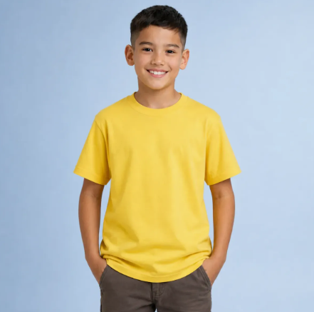Playera Niño Cuello Redondo Manga Corta 100% Algodón Colores