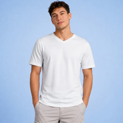 Playera Cuello V Manga Corta 100% Algodón Hombre