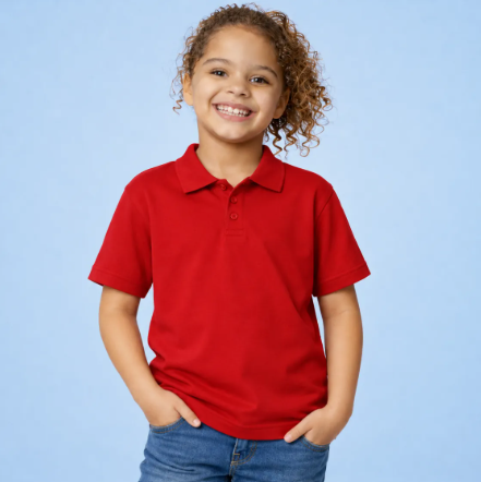 Playera Tipo Polo Manga Corta Para Niña 100% Algodón
