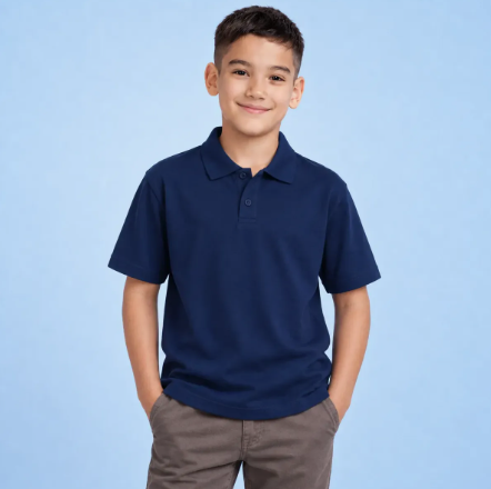 Playera Tipo Polo Manga Corta Para Niño 100% Algodón