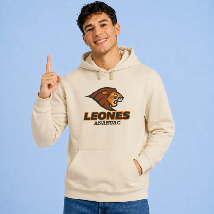 Sudadera Leones Anáhuac Universidad Beige Hombre 100% algodón