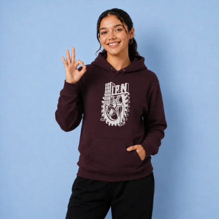 Sudadera Ipn Escudo Mujer Color Marrón Politécnico